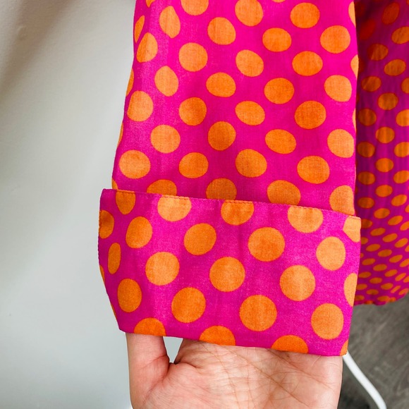 Farinaz Taghavi Polka Dot Tie Front Button Down Tunic Women 12 Maximalist Resort - Picture 9 of 11